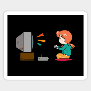 Chibi Anime Girl Playing Retro Games Drawing Magnet